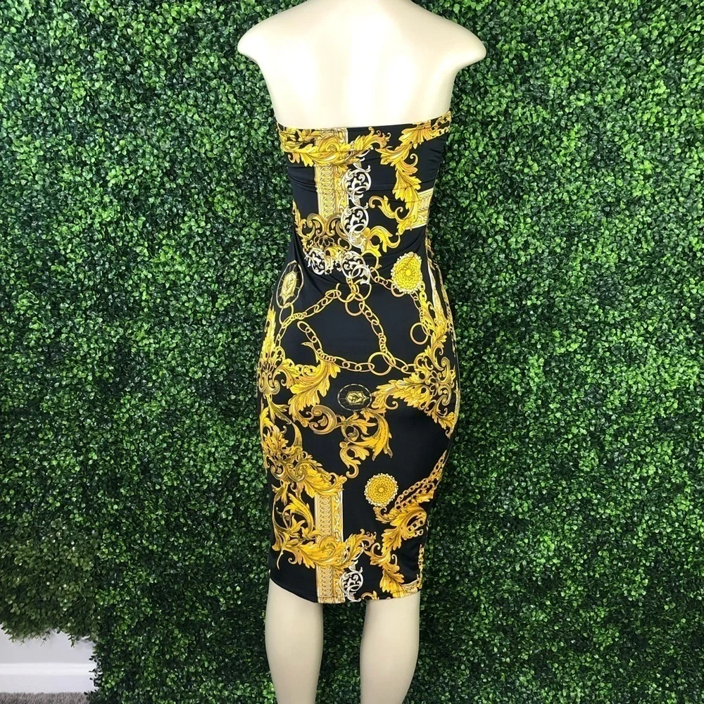 Black and‎ gold tube  dress nwt